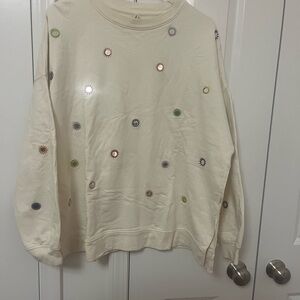 Cream Sweatshirt with Colorful Sunburst Design
